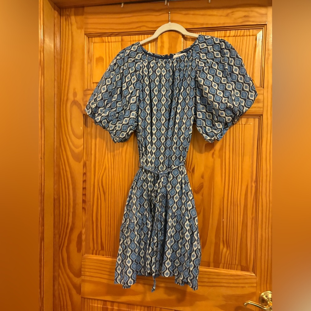 Blue Puffer Sleeve Mini Dress - Picture 4 of 7